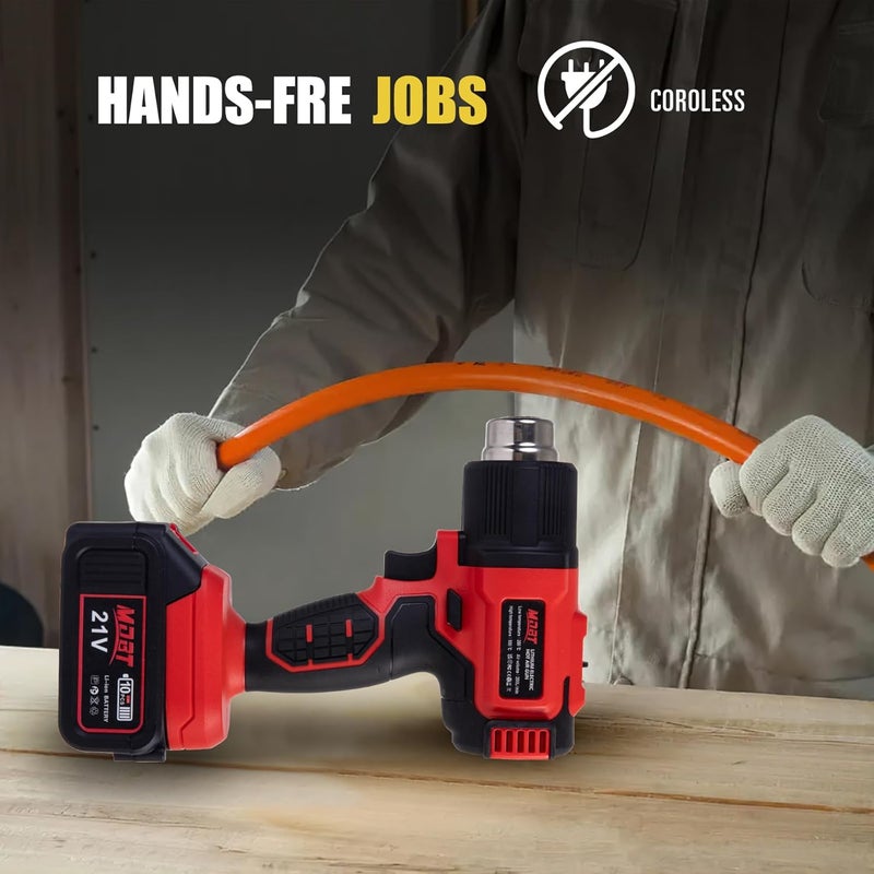 MDBTTOOLS Store Heat Gun with Two 2.0 Ah Battery, 21V Cordless Heat Gun with 5 Nozzle,Max 1022℉ Hot Air Gun Kit for Shrink Tubing, PVC Wrap, Grafts - Image 5